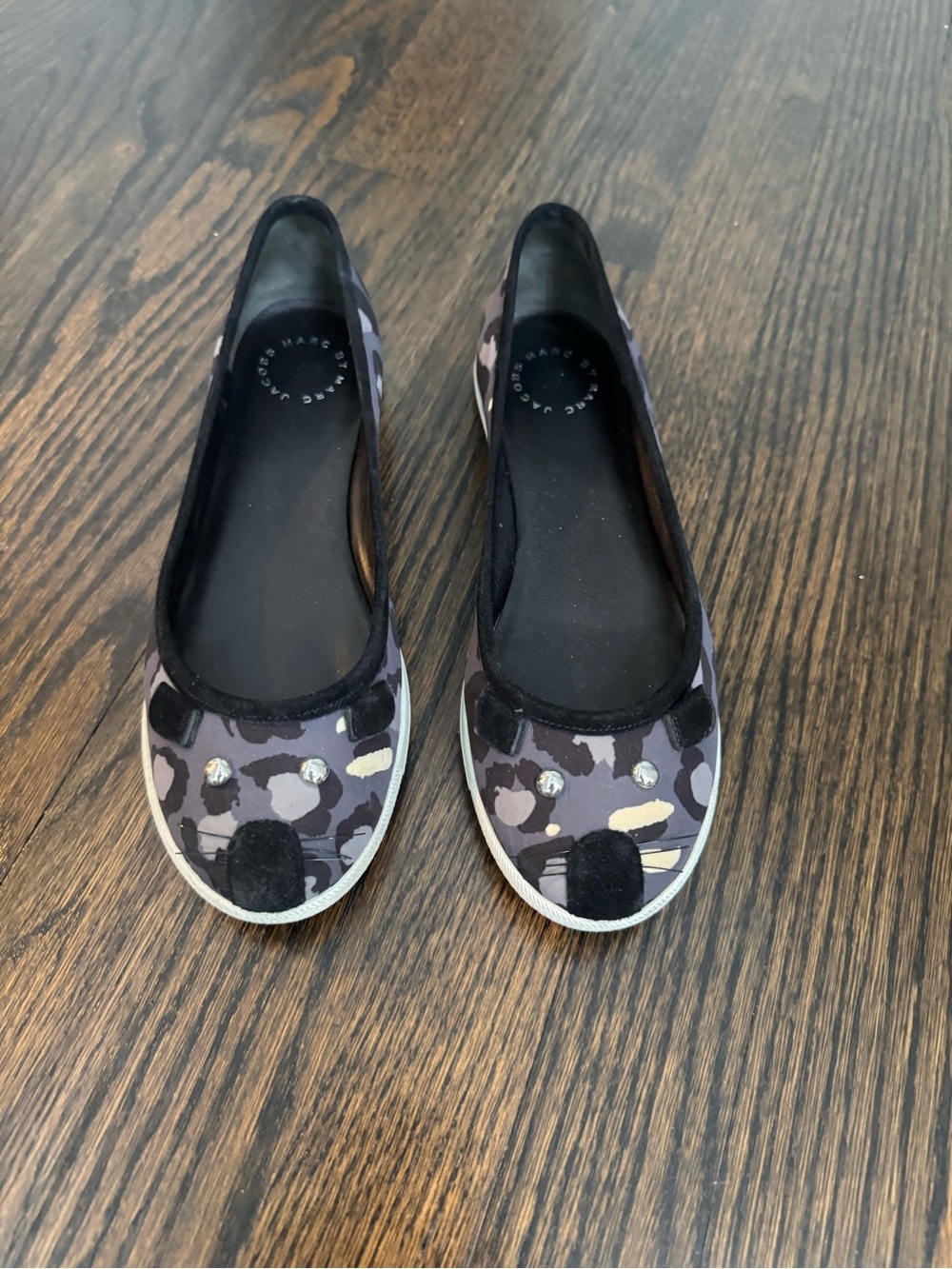 Marc By Marc Jacobs Leopard Print Ballet Flats with Gold Accent